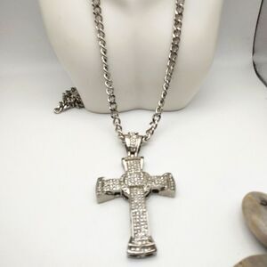 Chunky cathedral cross gangster styled hip hop‎ necklace religious unisex gift